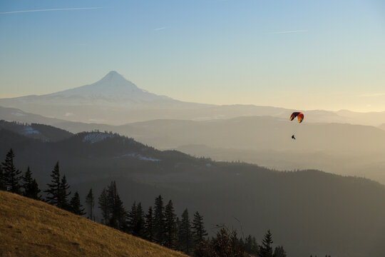 Paraglider with Mt Hood