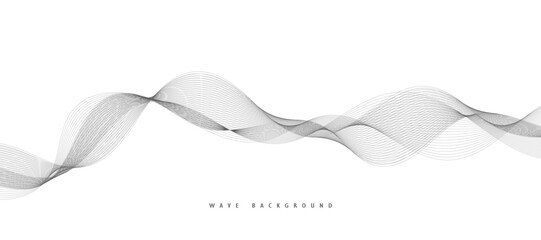 Lines for the background. Black stripes on a white background. Set of wavy lines. Multiple line waves. Creative line art. Grey waves with lines. Vector waves set. Curved wavy line, smooth stripe.