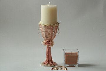 candle decor with glass