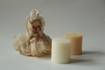 antique dress perfume bottle with candles