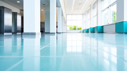 Empty corridor in modern office building. Blurred background, business concept.