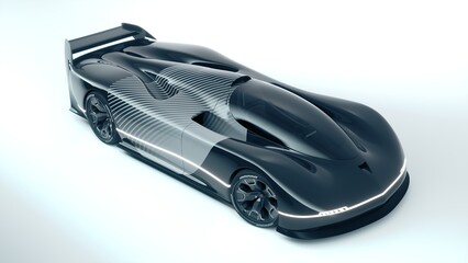3D rendering of a brand-less generic concept racing car	