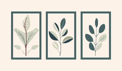 Botanical background with branches and leaves. Botanical card, poster, banner, cover.