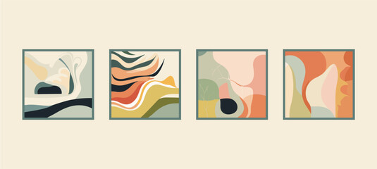 Obraz premium Set of tropical posters in boho and contemporary style