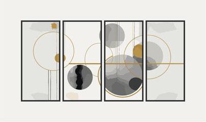 Set of abstract rounded posters in boho and contemporary style