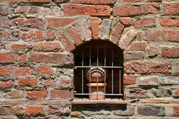 Ziegel, Struktur, Wand, Mauer, Gitter, Hydrant, Fenster, Eisen, Bogen, Nische, Öffnung, Anschluss,...