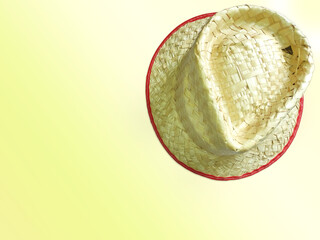 Traditional Brazilian straw hat very used by and fields workers on the countryside. copy space.
