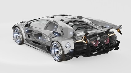 Naklejka premium 3D rendering of a brand-less generic concept racing car 