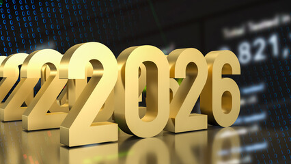 The 2026 year for Business concept 3d rendering.