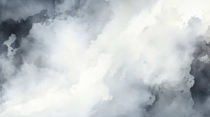 Obraz premium Gray watercolor shades, resembling clouds or smoke, with organic water stains and splatters.