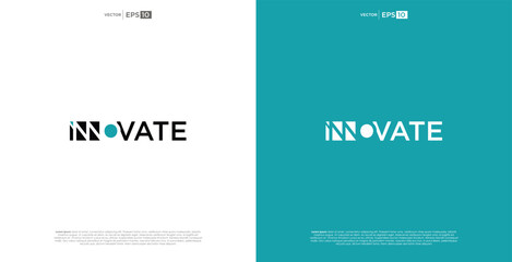 letter INNOVATED wordmark logo typography. A logo that extends the horizon of innovation, reflecting a futuristic and expansive vision in its design