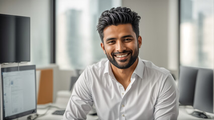 Fototapeta premium Portrait of an Arab male businessman in the office