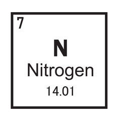 Nitrogen chemical element symbol ,Vector Image Illustration Isolated On White Background