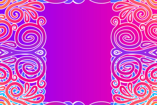Luxurious frame vector design with aesthetic batik ethnic dayak flowers line art pattern