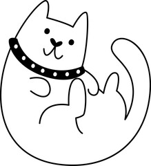 Cat With Collar Outline