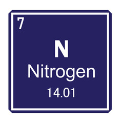 Nitrogen chemical element symbol ,Vector Image Illustration Isolated On White Background