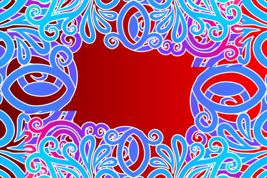 Luxurious frame vector design with aesthetic batik ethnic dayak flowers line art pattern