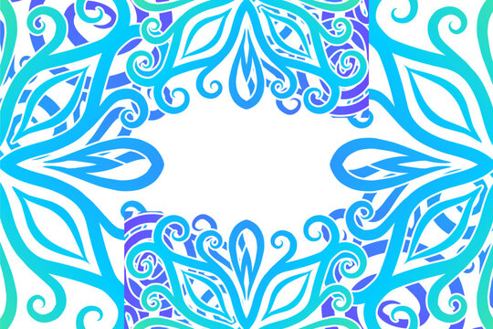 Luxurious frame vector design with aesthetic batik ethnic dayak flowers line art pattern
