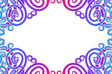 Luxurious frame vector design with aesthetic batik ethnic dayak flowers line art pattern