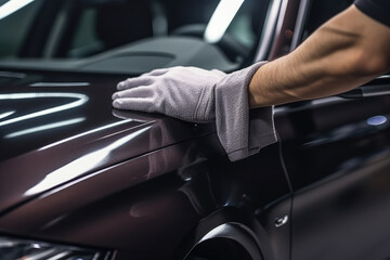 Professional Auto Detailer Polishing a Luxury Car to Perfection