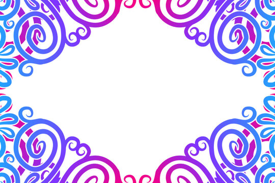 Luxurious frame vector design with aesthetic batik ethnic dayak flowers line art pattern
