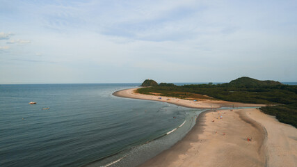 Ilha do Mel - Paraná. Aerial view of the Conchas lighthouse and beaches of Ilha do Mel
