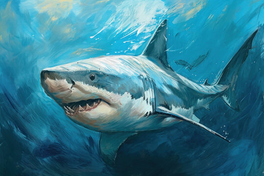 Drawing of a Shark made with generative AI technology 
