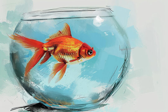 Child drawing of a goldfish made with generative AI technology 