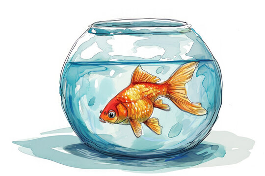 Child drawing of a goldfish made with generative AI technology 