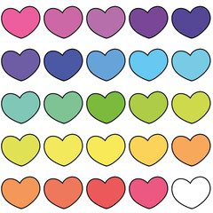 Iconos de corazones de multiples colores