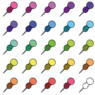Iconos de chincheta, tachuelas de m&uacute;ltiples colores