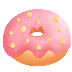 strawberry sauce donut on white background