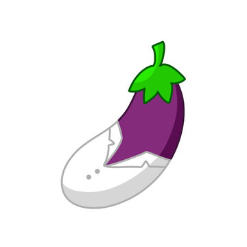 Cartoon eggplant cute character wearing doctor's clothes vector illustration