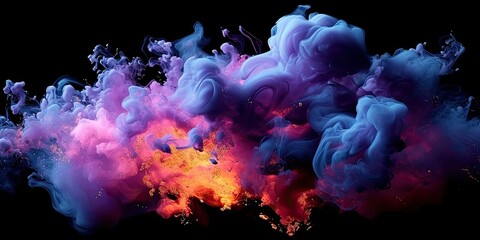 Fototapeta premium Vivid Smoke Cloud Fusion on Black