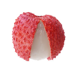 Whole ripe lychee fruit isolated on white