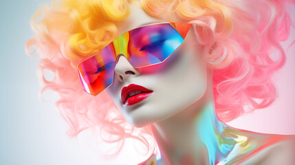 Glamorous portrait of a woman with sunglasses. 