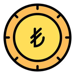 Turkish Lira Colored Outline Icon Design Vector