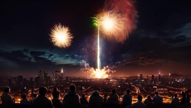Pyrotechnic Pinnacle: A Dazzling Showcase of Massive Fireworks Illuminating the Horizon