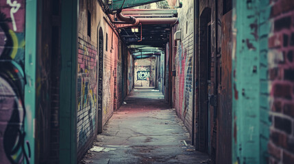 Fototapeta premium Pine Green and Soft Blue Ginnel Graffiti