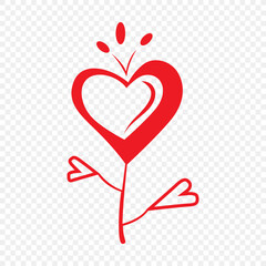 Heart red icon silhouette style isolated on the white background. Valentine's Day concept. Ready to apply to your design. Vector illustration.
