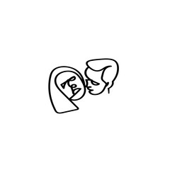 Continuous Line Drawing Woman and Man are Happy .Illustration Icon Vector