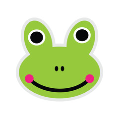 Frog face icon. Flat color design. Vector Illustration. cute animal design elements. Suitable for use as a complement to children's designs.