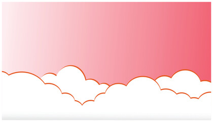 Illustration of a pink and white background with clouds in the sky. Valentines day vector illustration design element. 