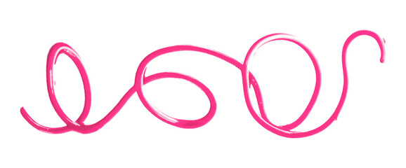 Pink watercolor painted zigzag lines isolated on transparent background.