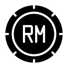 Malaysian Ringgit Solid Icon Design Vector