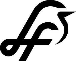 The logo is the monogram L and F. Or bird, unique an elegant.