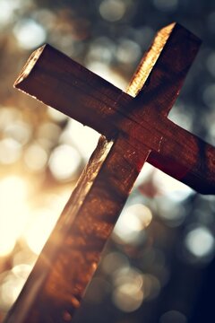 A cross with sun rays. 