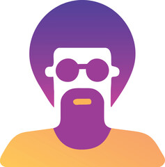 black afro man with glasses, icon colored shapes gradient