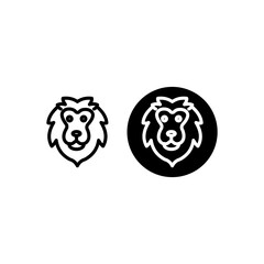 
lion head icon design logo vector with line style and black fill isolated on white background.
