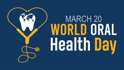 World Oral Health day is observed every year in March. Holiday, poster, card and background vector illustration design.